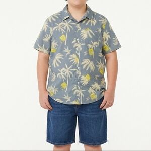 NWOT Nickelodeon Boys SpongeBob SquarePants 100%Cotton Tropical Button-DownShirt